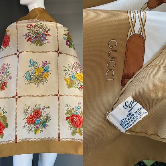 Gucci Accessories Vintage Gucci Scarf Authentic Silk Florals In